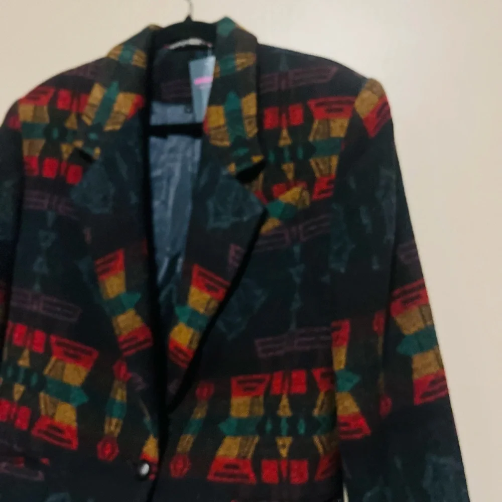 Vintage Eco Fashions Southwestern Tapestry Blazer Jacket Size 5 Wool Blend - Picture 3 of 11